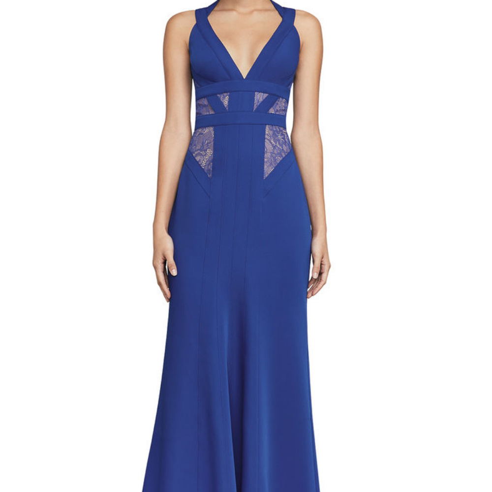 Royal Blue Reese Lace-insert Satin Formal